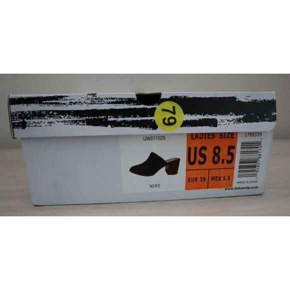 dv x Dolce Vita UW611029 Women’s Sz 8.5 Black Nero PU Leather Stacked Heel Mules - Picture 14 of 14